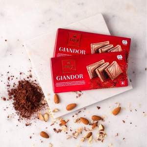 瑞士百年经典巧克力品牌，FREY Giandor 无糖杏仁奶油夹心牛奶巧克力100g*10块 128.35元（可3件92折）