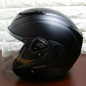日本摩托车头盔三大品牌，OGK KABUTO Exceed  摩托车头盔 半盔双镜片 黑色L码 577049