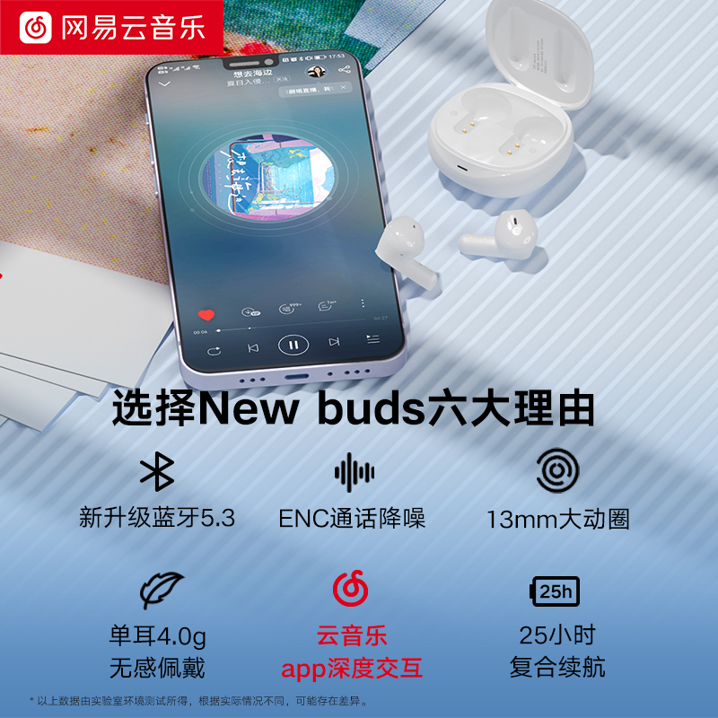 Netease 网易 New buds 无线蓝牙耳机 4色 95元包邮（需领券） 买手党-买手聚集的地方