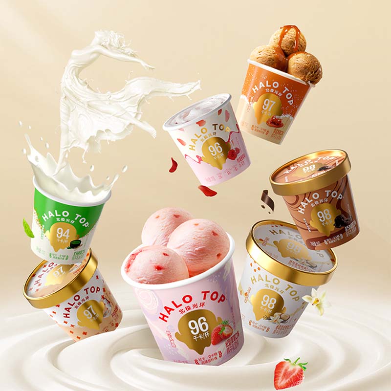 新低！低卡冰淇淋开创品牌，HALO TOP 北极光环 牛乳雪糕棒多口味18支+多口味雪糕杯装6杯 赠雪糕杯6杯