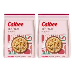 新口味，Calbee 卡乐比 红杞香枣/红莓香椰燕麦片 387g*2袋