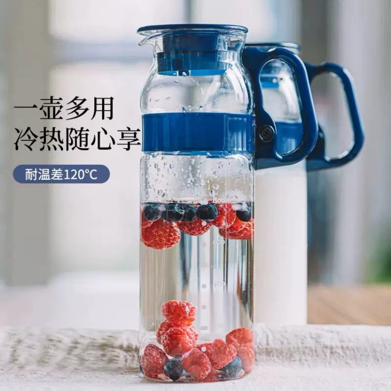 世界最大玻璃制造商旗下，iwaki 怡万家 KT2933 日本进口臻品玛瑙蓝玻璃冷水壶 1.3L