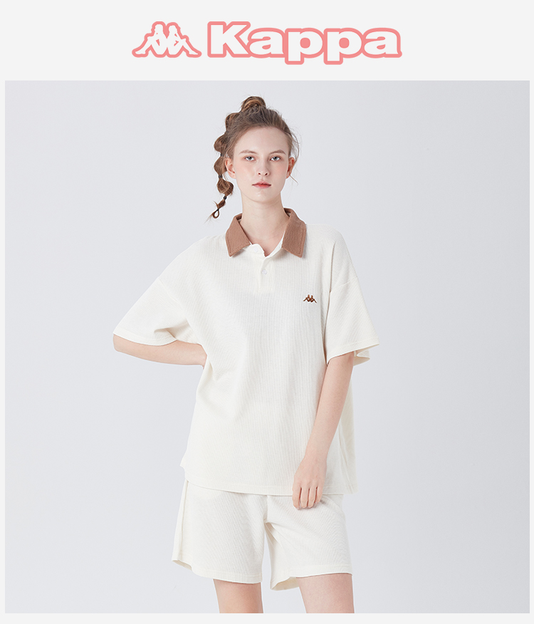 Kappa 卡帕 23夏季新品女士Polo衫小翻领华夫格短袖家居服套装 2色 99元包邮（双重优惠） 买手党-买手聚集的地方