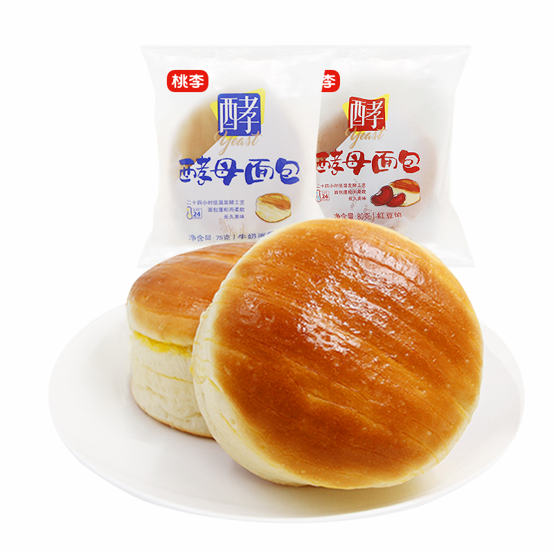 新鲜短保，桃李 天然酵母面包600g 4口味