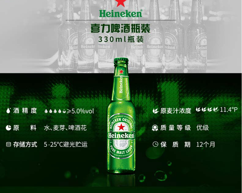 Heineken 喜力 玻璃瓶装啤酒 500ml*12瓶+凑单品 69元包邮（多重优惠） 买手党-买手聚集的地方