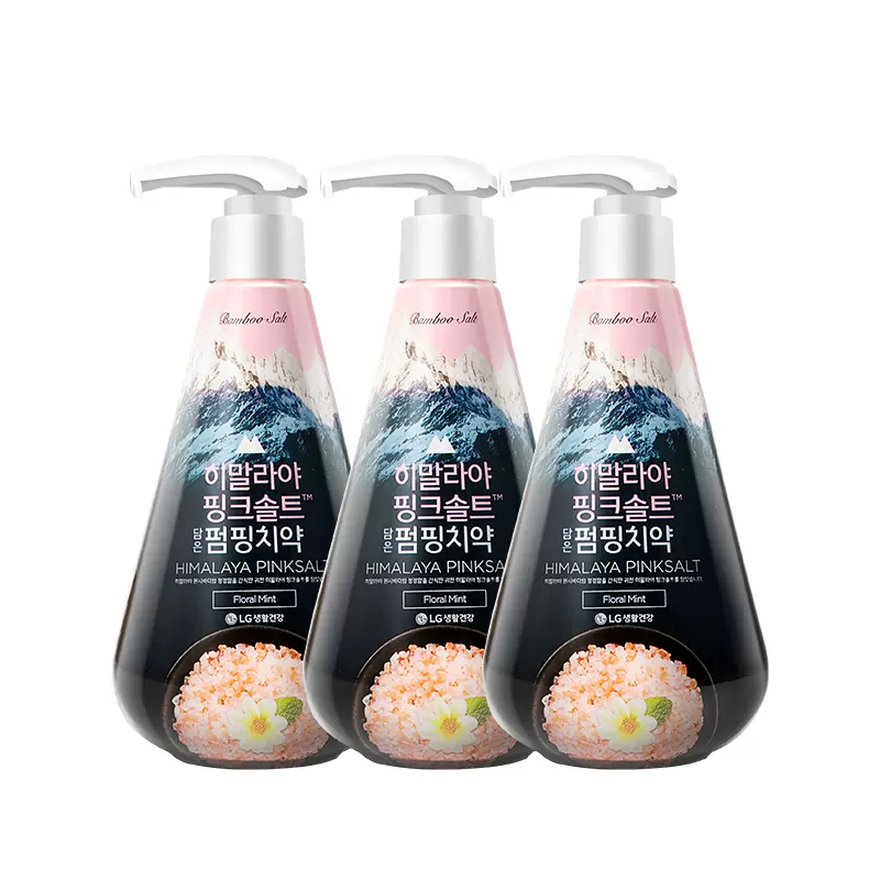 韩国进口LG 竹盐 喜马拉雅粉盐派缤纷牙膏 285g*3瓶