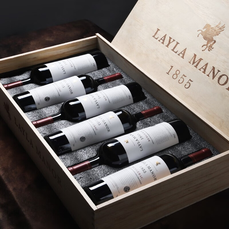 法国原瓶进口，Layla Manor 蕾拉 AOP级 14度干红葡萄酒750mL*6支木箱礼盒装