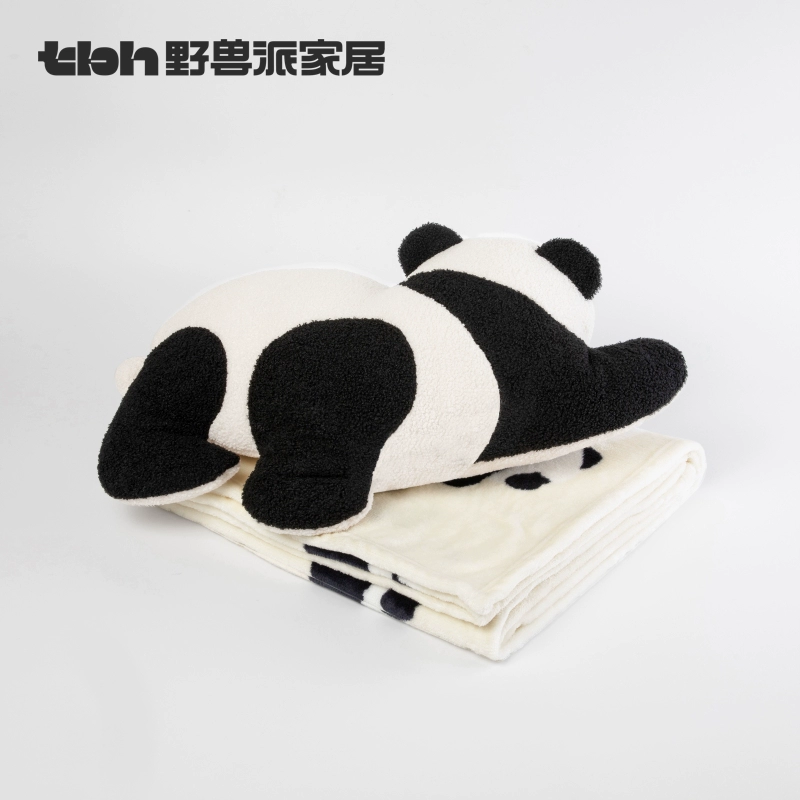 T-B-H 野兽派家居 熊猫嘭嘭 二合一法兰绒暖香毯子抱枕 240元包邮 买手党-买手聚集的地方