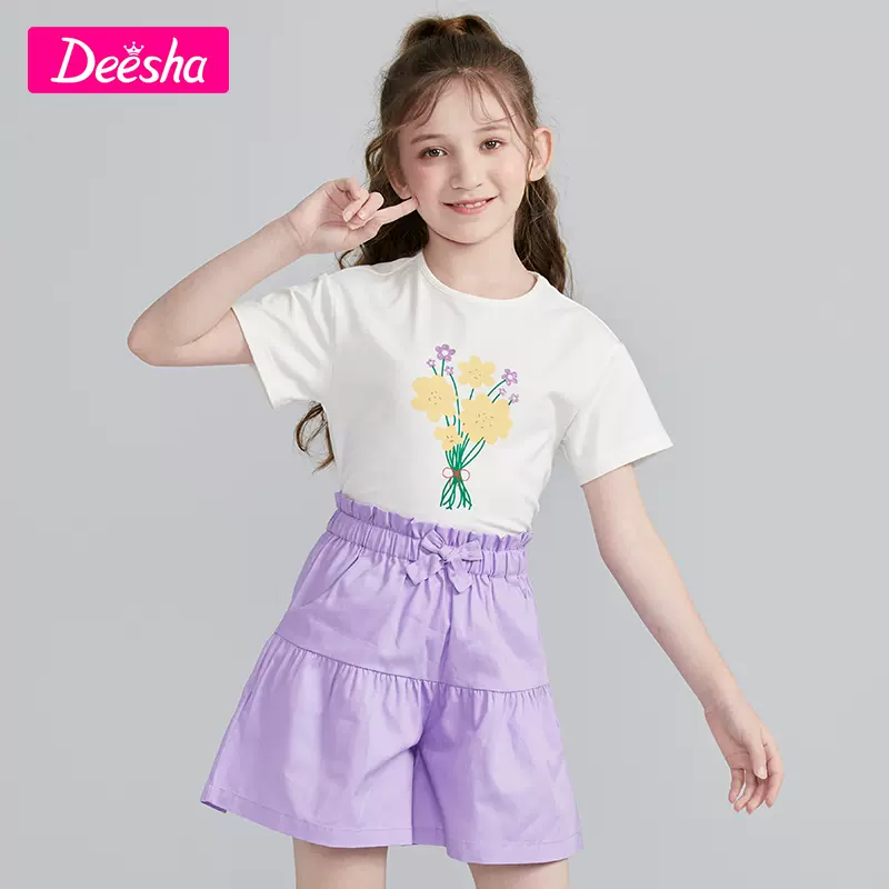 Deesha 笛莎 女童夏季短袖短裤运动套装（90~165码）多色 53.5元包邮 买手党-买手聚集的地方