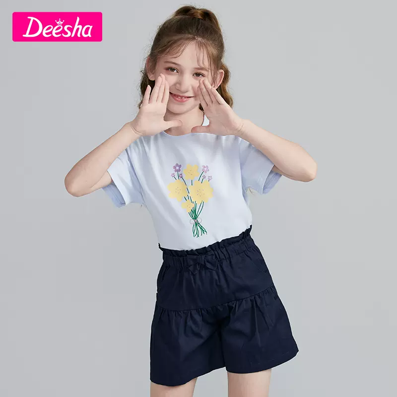 Deesha 笛莎 女童夏季短袖短裤运动套装（90~165码）多色 53.5元包邮 买手党-买手聚集的地方