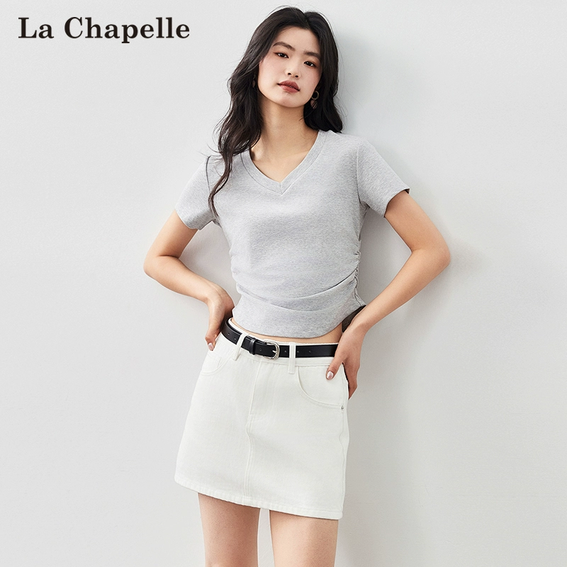 La Chapelle City 拉夏贝尔 2024春季薄款百搭纯棉短袖T恤 2款多色 49元包邮 买手党-买手聚集的地方