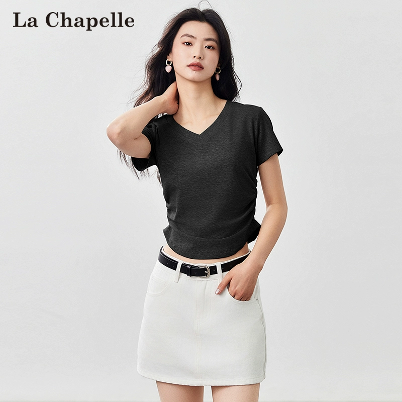 La Chapelle City 拉夏贝尔 2024春季薄款百搭纯棉短袖T恤 2款多色 49元包邮 买手党-买手聚集的地方