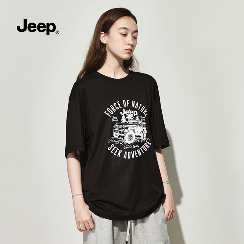 Jeep 吉普 2024年新款 男女重磅全棉潮流印花短袖T恤 多款可选 49.9元包邮 买手党-买手聚集的地方