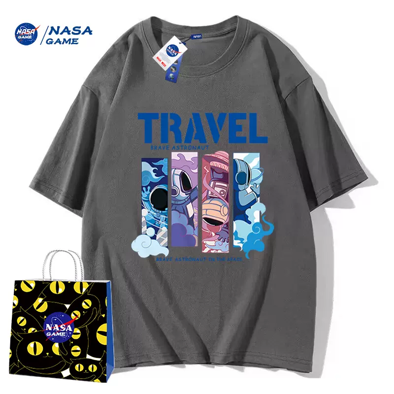 NASA GAME 官网联名款2023新款情侣纯棉短袖T恤 2件 多花色 新低39.8元包邮（19.9元/件） 买手党-买手聚集的地方