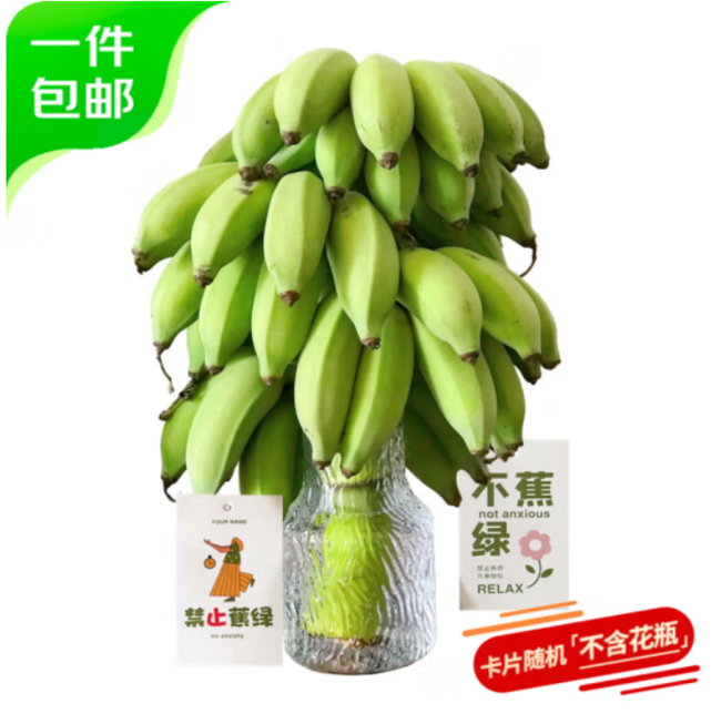 京鲜生  禁止蕉绿苹果蕉 带杆水培香蕉 净重7-8斤 34.9元包邮（需领券） 买手党-买手聚集的地方